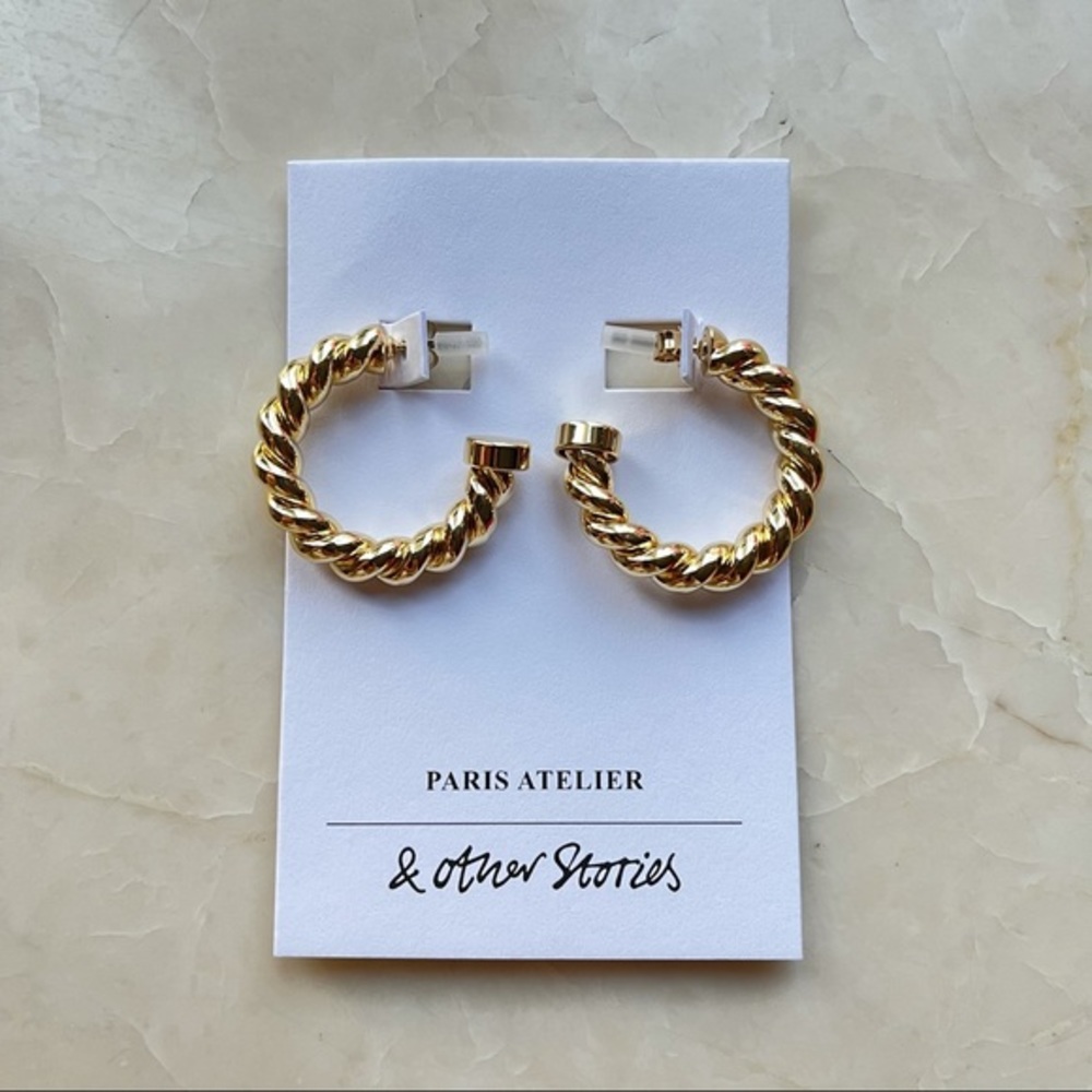 & Other Stories Twisted Sphere Hoop Earrings NWT